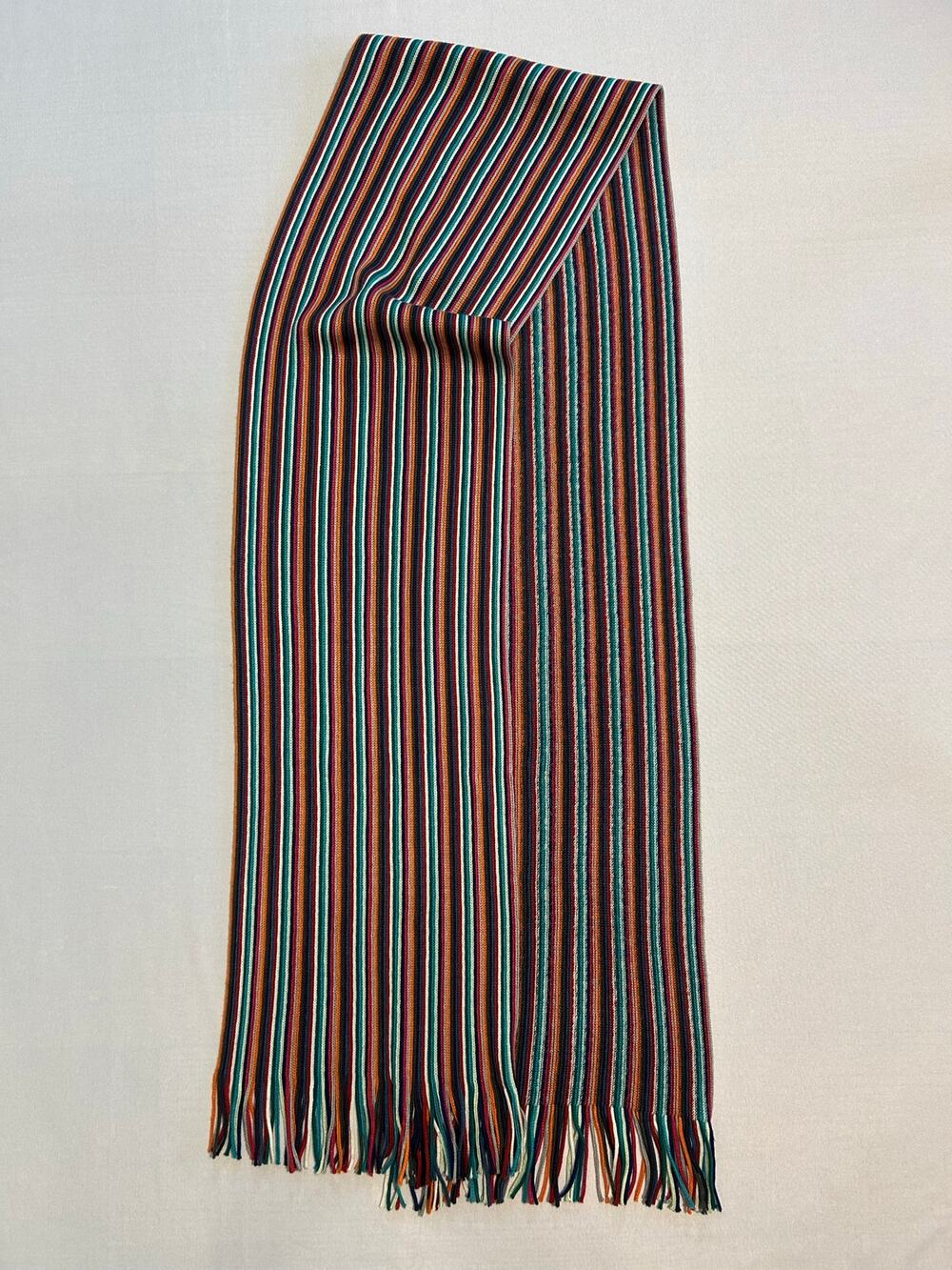Multicolor Striped Scarf with Fringes 10" x 76"